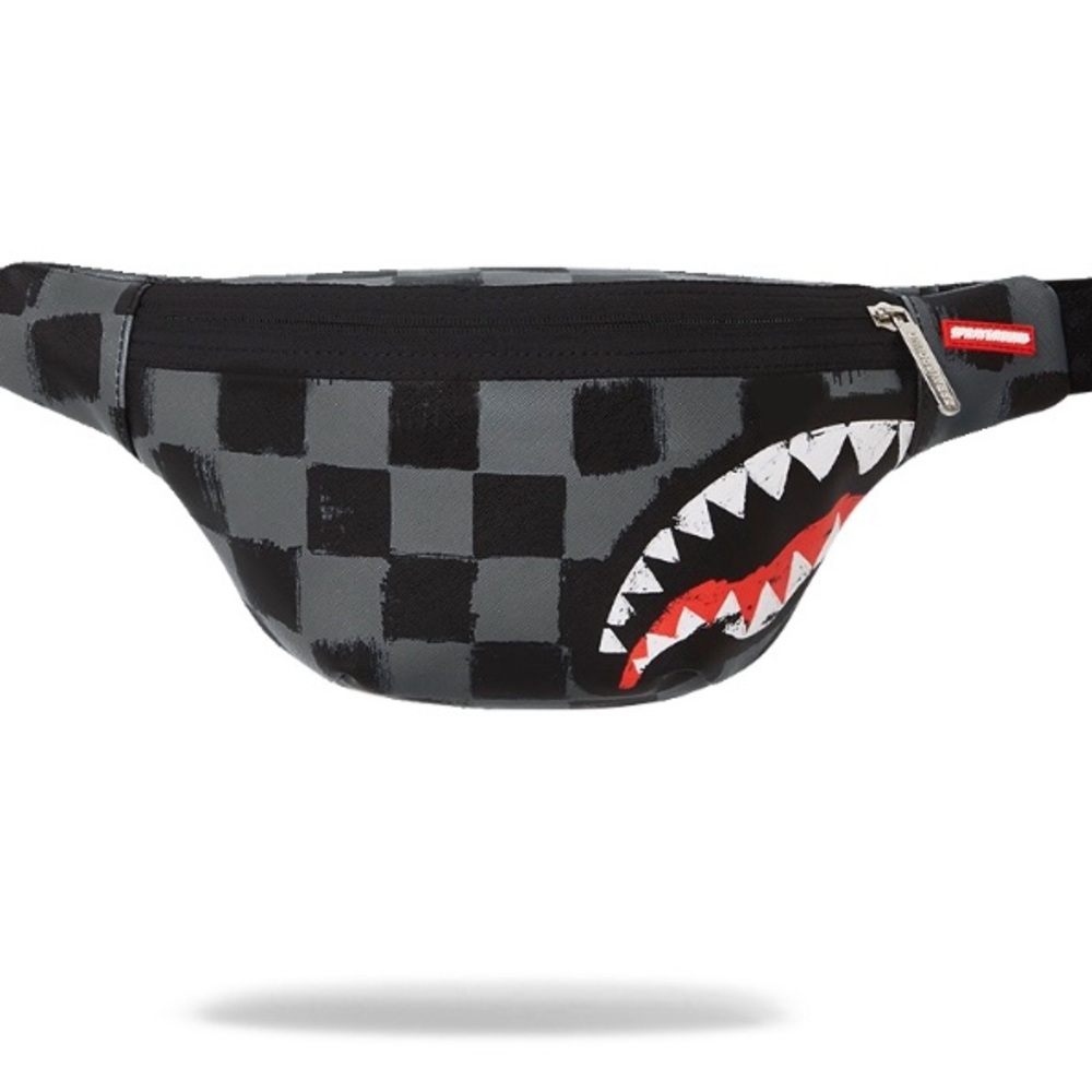 Sprayground Black and Gray Shark Belt Bag